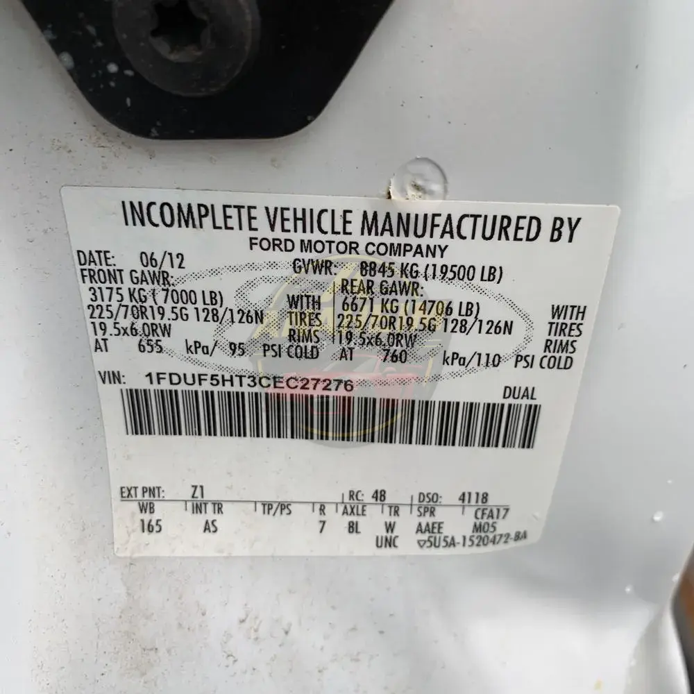 2012 Ford Commercial Conv Cab 4X4 (CA60-120)