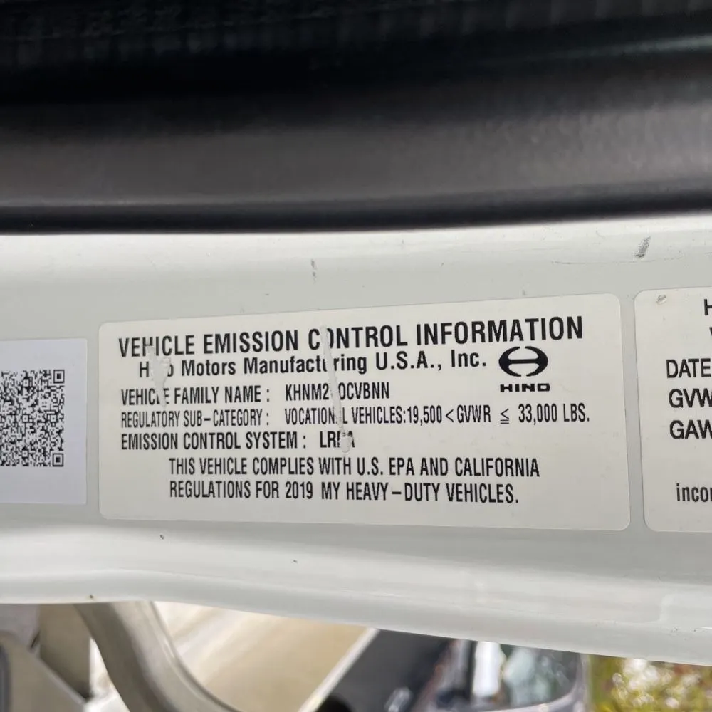 2019 Hino Commercial CA84.6-203.6 CONV CAB  TRUCK 4X2 7.7L