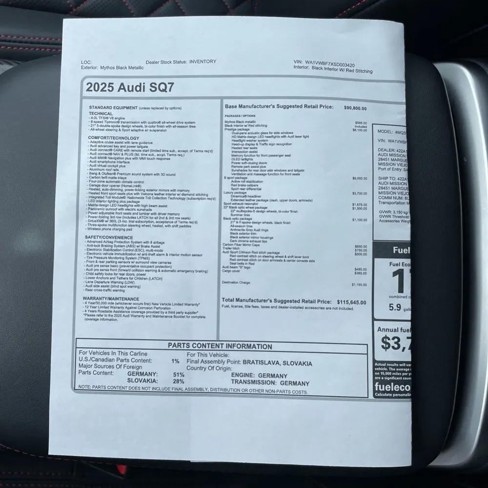 2025 Audi SQ7 Prestige