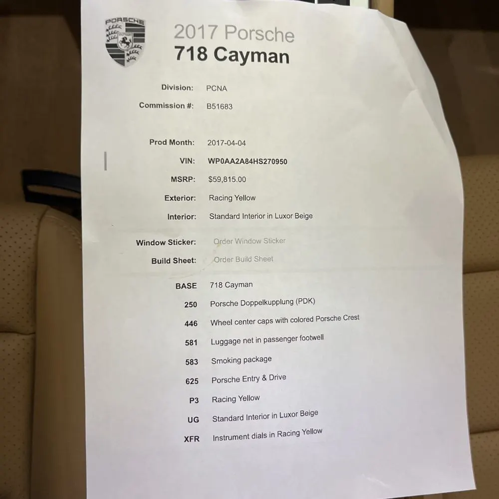 2017 Porsche 718 Cayman Base